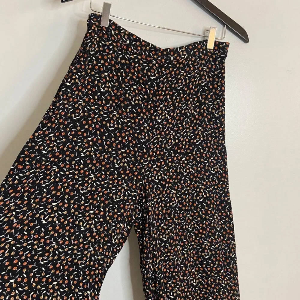 Free People Black Easy Peasy Cherry Crepe Wide Leg-sz 4 - Picture 5 of 8